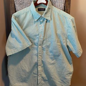 Turquoise Seersucker Button-front Shirt